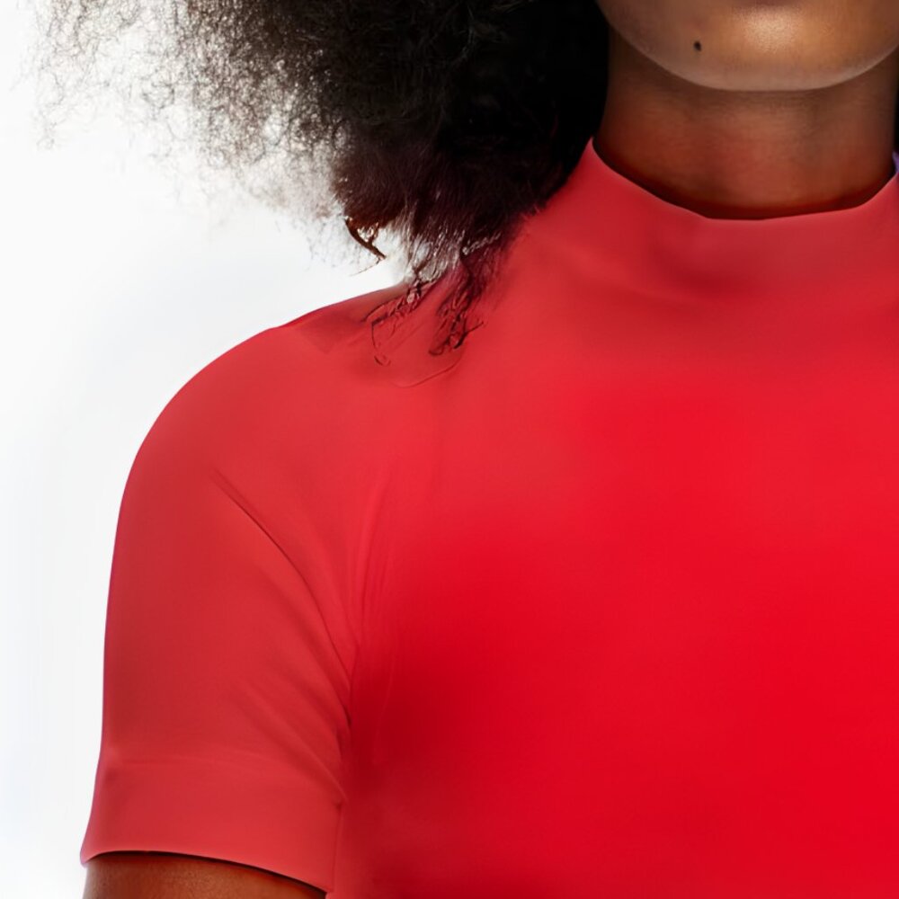 Aritzia | Babaton Mockneck Ribbed TShirt - Red